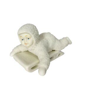 Vintage department 56 Snow Baby Figurine On Sled Porcelain Collectible 055